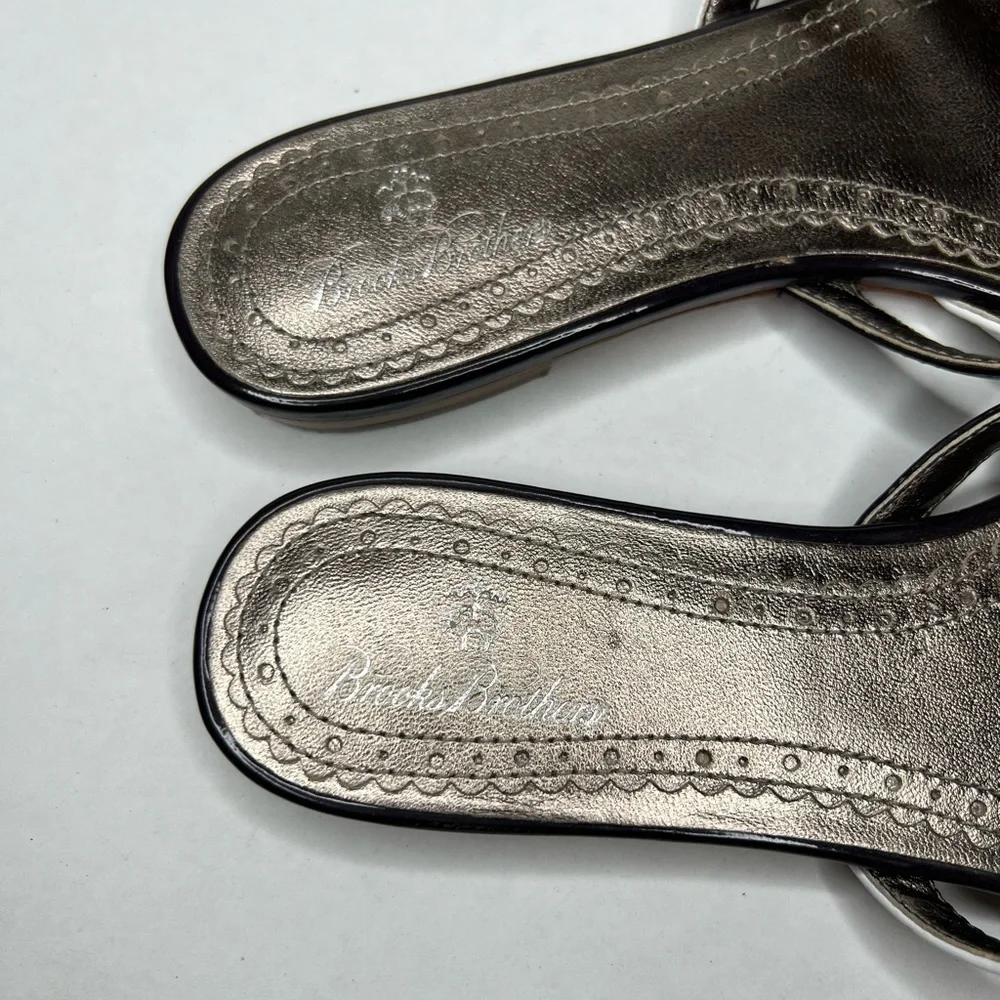 Brooks Brothers Criss Cross Patent Leather Slide Sandals